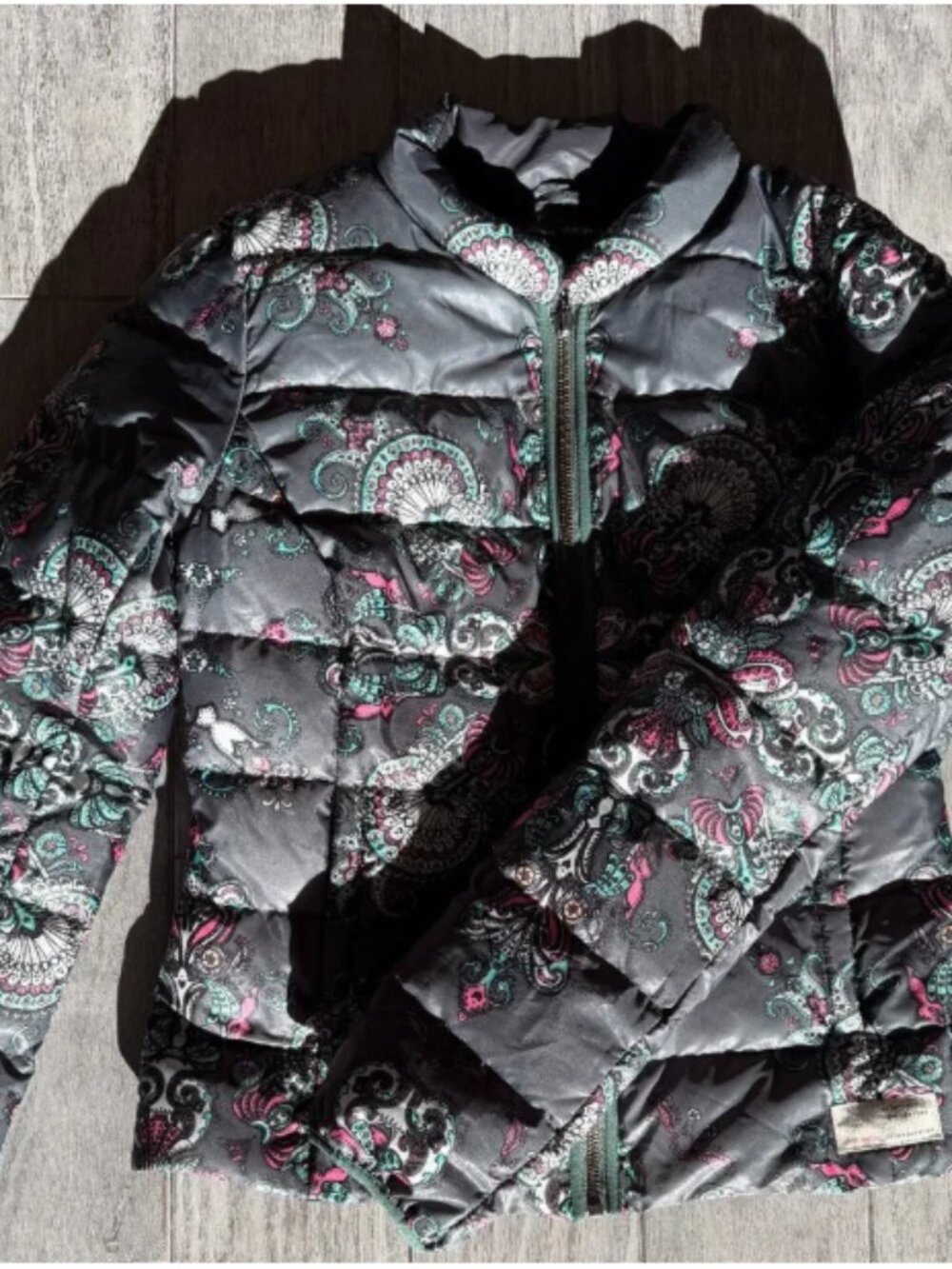Odd Molly Green & Pink Paisley Puffer Jacket | Sample | Fits S